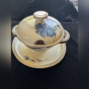 Rosenthal Cream and Blue Floral Covered Sugar Bowl